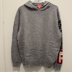 Diesel Men Gray 100% Wool Hooded Sweater - Size Small - NWT